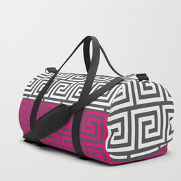 Funky Geometric Greek Shapes in Hot Pink Duffle Bag