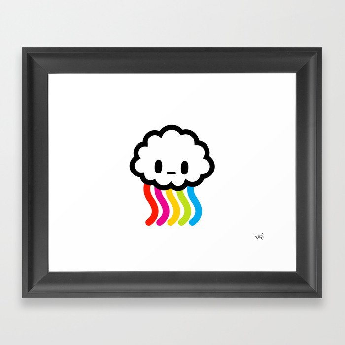 Rainbow rain Framed Art Print