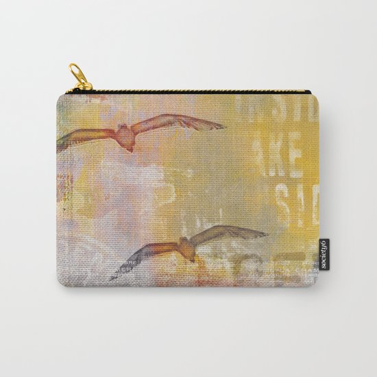 Free bird mixed media artwork Sea Gulls and Typography Carry-All Pouch