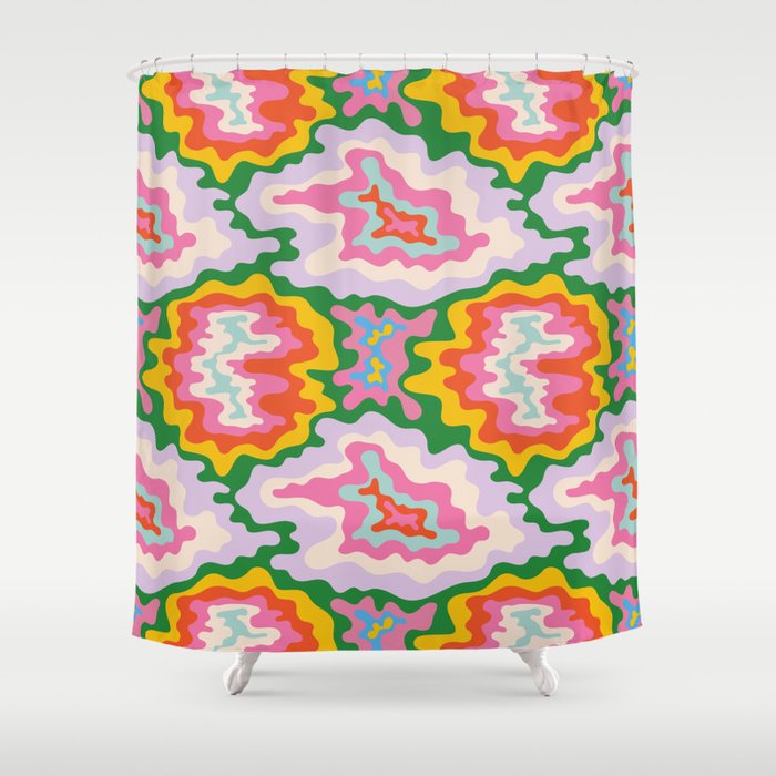 Abstract psychedelic tie dye seamless pattern illustration Shower Curtain