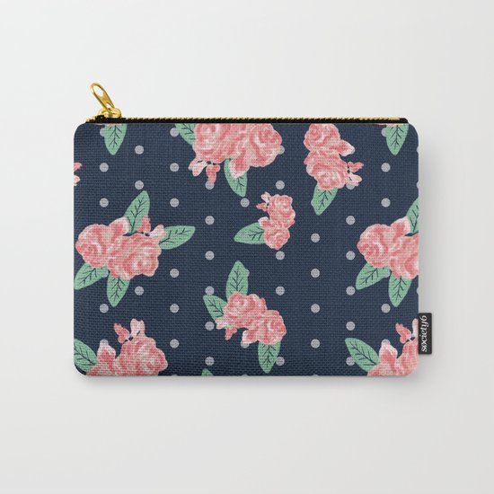 Brooklin - Navy dots floral bouquet minimal boho abstract flowers Carry-All Pouch