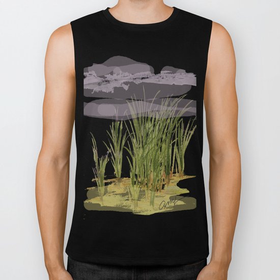 summer storm sea shore Biker Tank