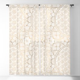 Gold Mandala The Flower of Life With White Shimmer Blackout Curtain
