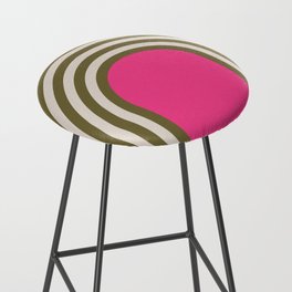 Retro Olive Green & Pink Arches  Bar Stool