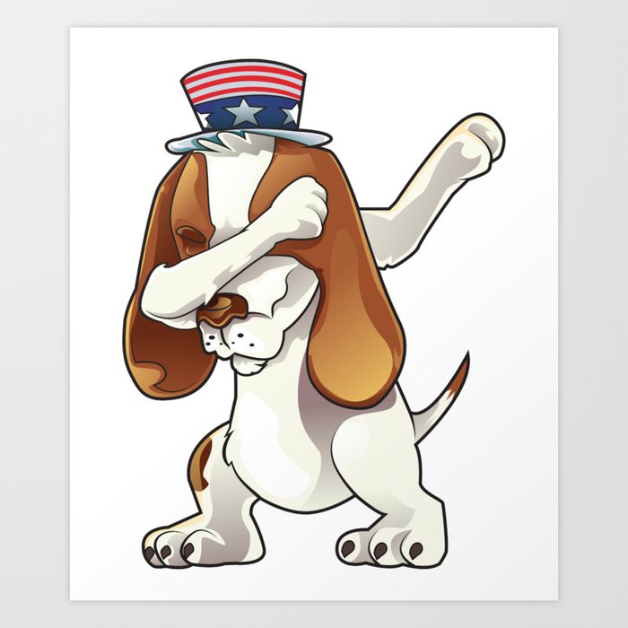 Basset Hound Dabbing July 4th Art Print By Merchmojo Society6