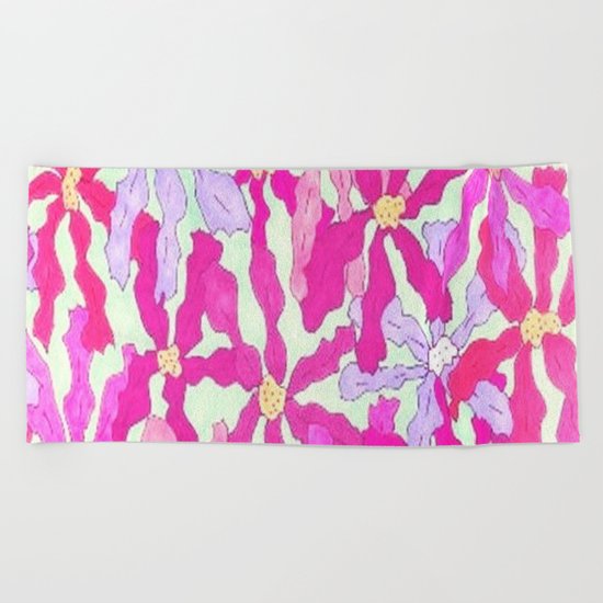 Bright and Hazy Floral Beach Towel