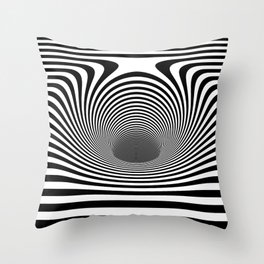 Op Art Horizontal Stripes Warped Portal Optical Illusion Throw Pillow