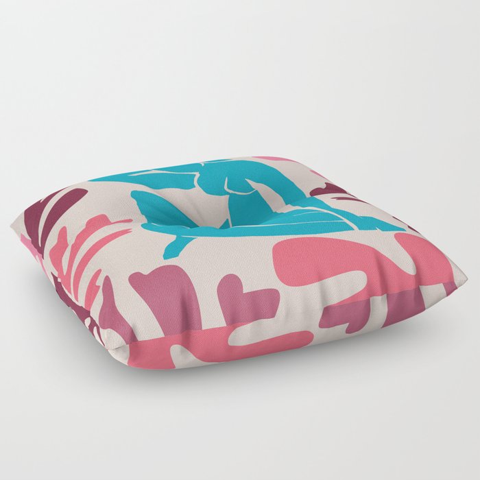 Vibrant Beach Nude with Ocean Seagrass Leaves Matisse Inspired Floor Pillow
