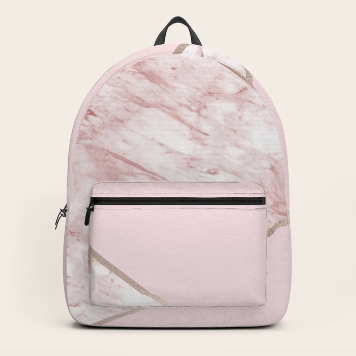 Blush pink geo - pink marble Backpack by marbleco | Society6
