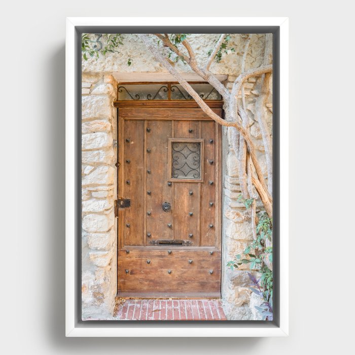 Vintage Wooden Door France Print, French Riviera Design Art Print, Cote D'Azur Travel Photography Boho Print, Antibes France Urban City Print Framed Canvas