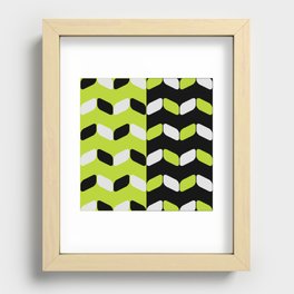 Vintage Diagonal Rectangles Black White Chartreuse Recessed Framed Print