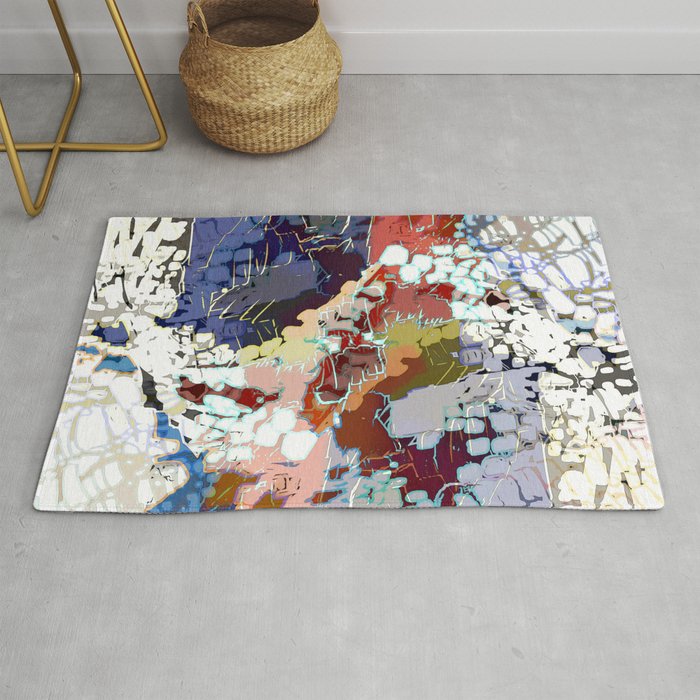 Modern, abstract pattern, white, colorful Rug