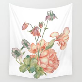 Watercolor pink bouquet arrangment Wall Tapestry