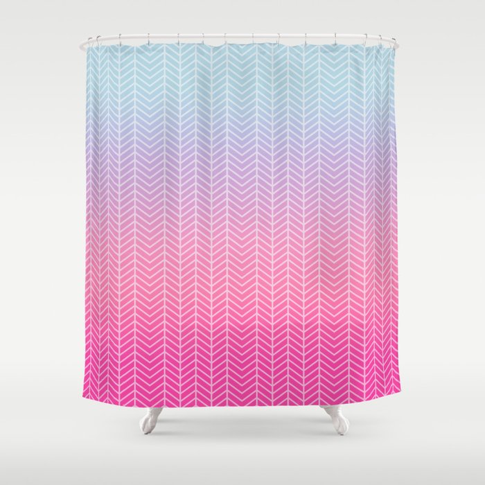 Neon Pink Blue Chevron Shower Curtain By Nicnak85 Society6