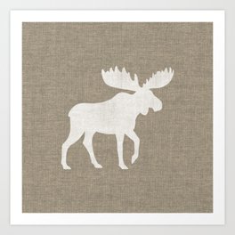 White Moose Silhouette Art Print