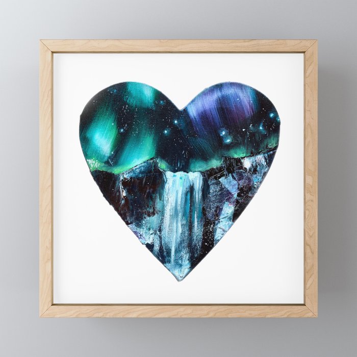 Waterfall Aurora Framed Mini Art Print