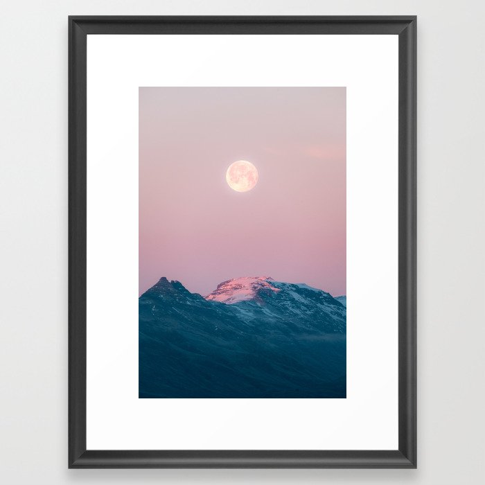 Moon and the Mountains – Landscape Photography Framed Art Print by Michael Schauer
