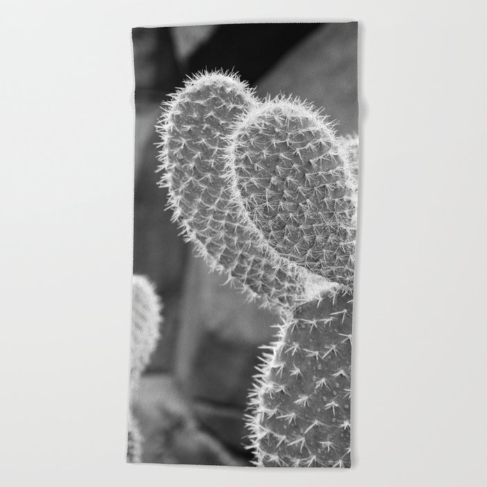 Mexican prickly pear cactus art print - botanical black and white  - nature and travel photography Beach Towel