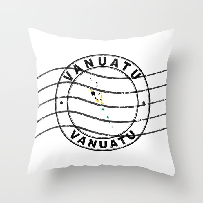 Map of Vanuatu, Postal Passport Stamp, Travel Stamp Throw Pillow