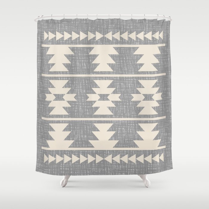 Southwestern Pattern 131 Gray and Beige Shower Curtain