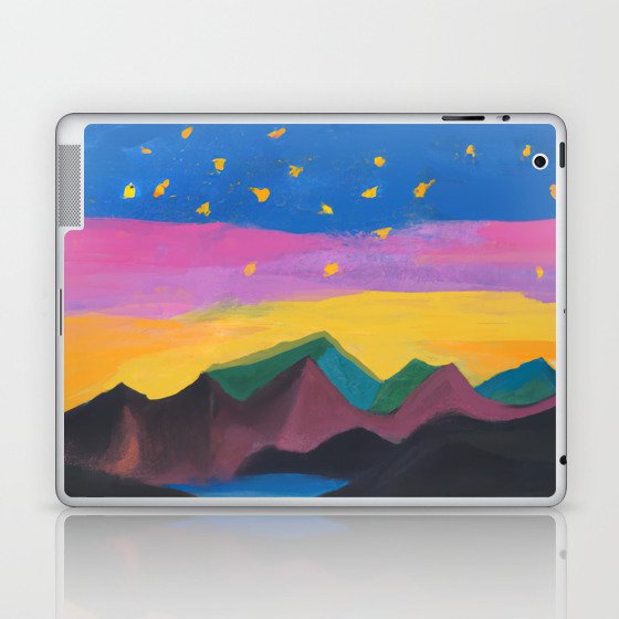 Colorful Starry Night on the Mountainous Lake Laptop & iPad Skin