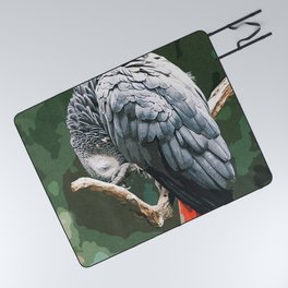 Black And Gray Bird On Brown Tree Branch During Daytime Picnic Blanket