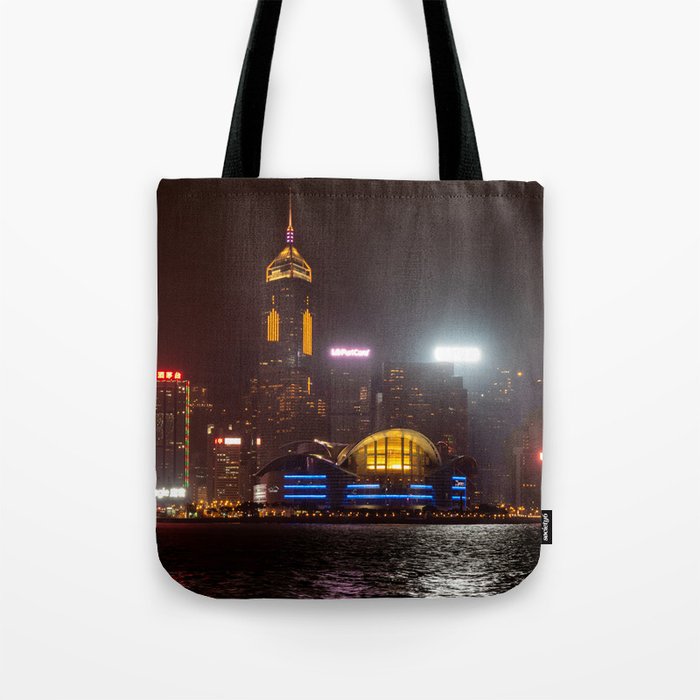 Hong Kong Island Skyline at Night Tote Bag