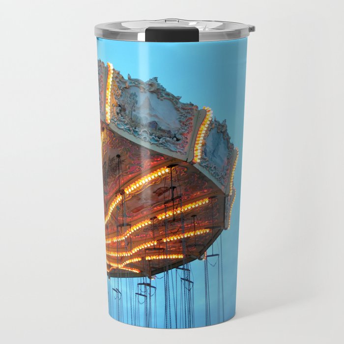 Swing Ride At The Fair At Dusk Travel Mug By Thewindwhispers