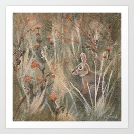 Wild Flowers, Wild Rabbit Art Print