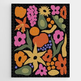 Larchmont Village Farmers Market Jigsaw Puzzle | Floral, Market, Vintage, Midcenturymodern, Losangeles, 70S, Fruit, Groovy, Pattern, Cottagecore 
