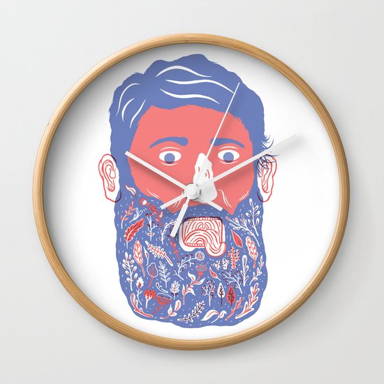 Flowers in Beard Wall Clock