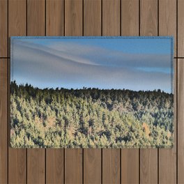 Scottish Highlands Spring Pine Forest Cloud View Outdoor Rug