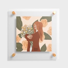 Girl With Wild Flower Bouquet  Floating Acrylic Print