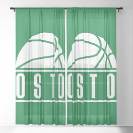Boston basketball modern logo green Sheer Curtain