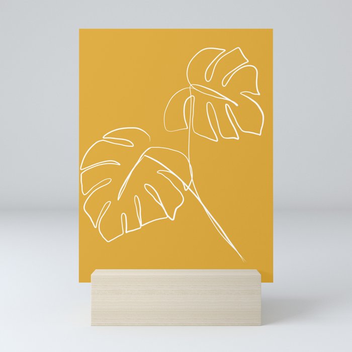 Monstera minimal - yellow Mini Art Print