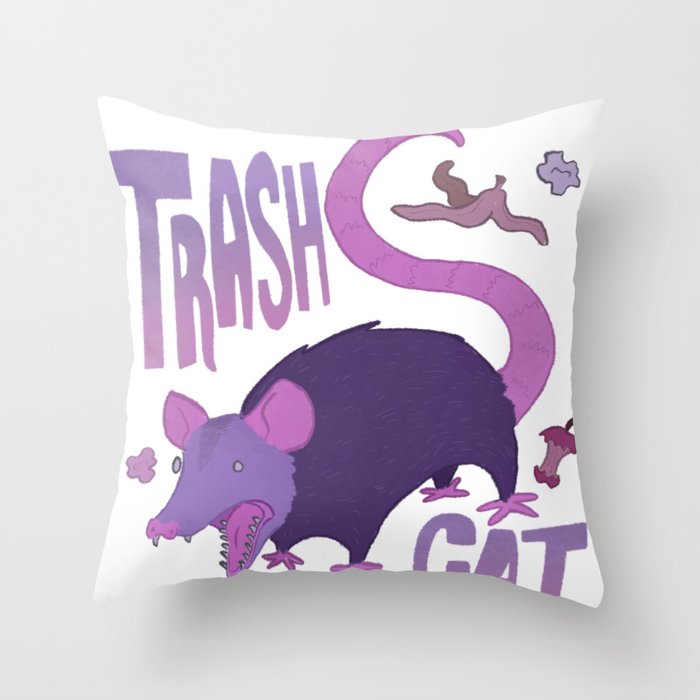 Trash Cat Throw Pillow
