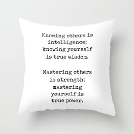 Knowing yourself is true wisdom - Lao Tzu Quote - Literature - Typewriter Print 1 Throw Pillow
