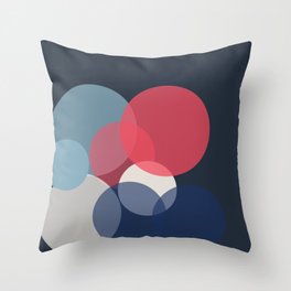 Blue and Pink Geometric Minimalistic Circle Bubble Design Pattern Throw Pillow