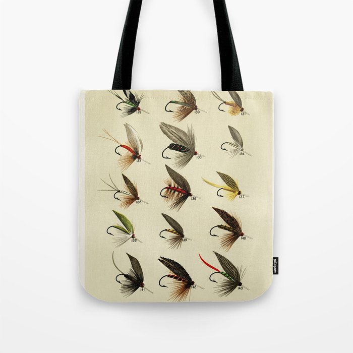 Vintage Fly Fishing Print - Trout Flies Tote Bag by SFT Design