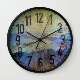 Clock face - Smoky Mountains Grunge Turqouise Blue Option Wall Clock
