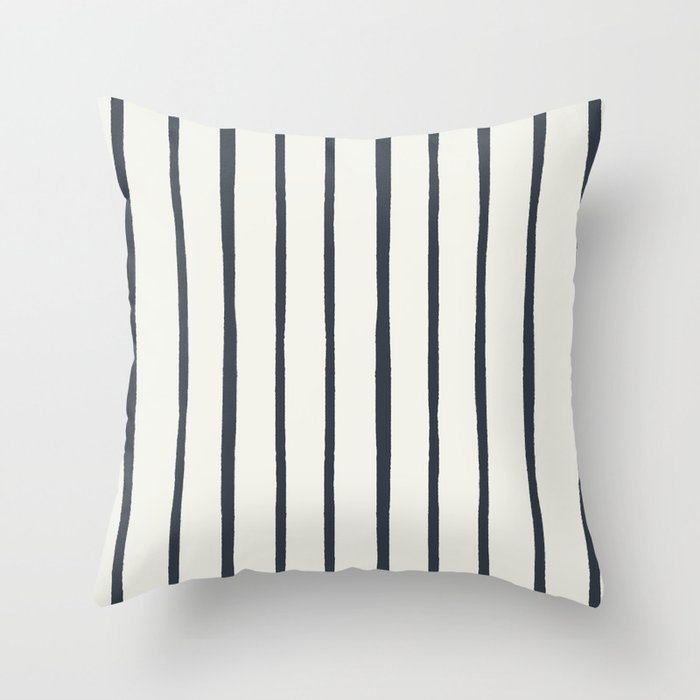 Linear wave_petite_varigated_off black Throw Pillow