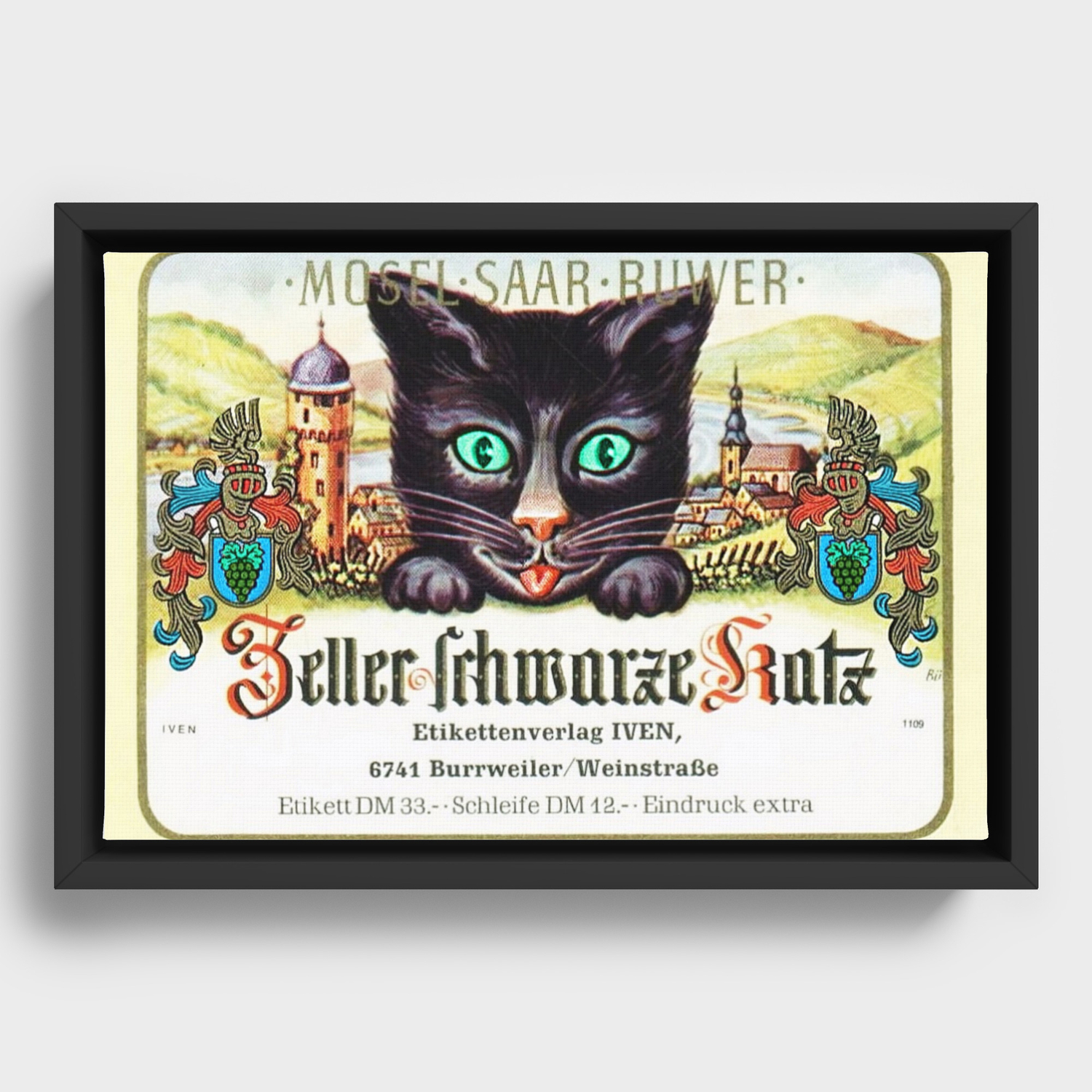 Vintage Zeller Schwarze Katz Black Cat Wine Bottle Label ...