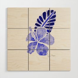 Hibiscus Tropical - Blue Wood Wall Art