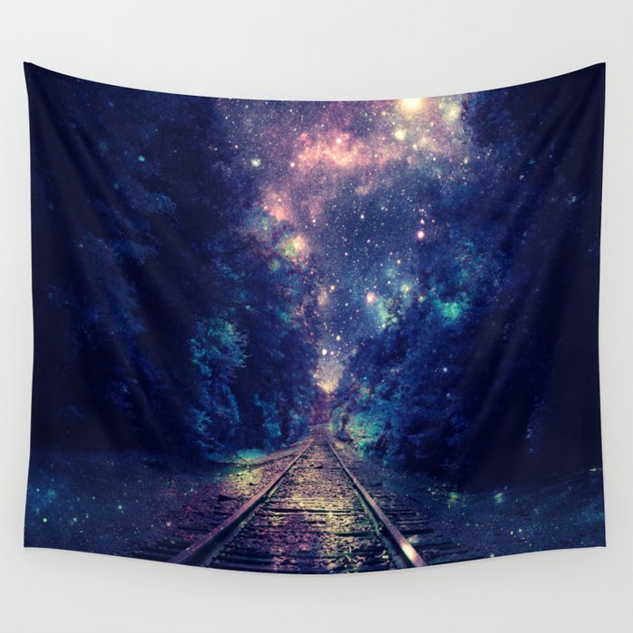 Dream Train Tracks : "Next Stop, Anywhere" Wall Tapestry