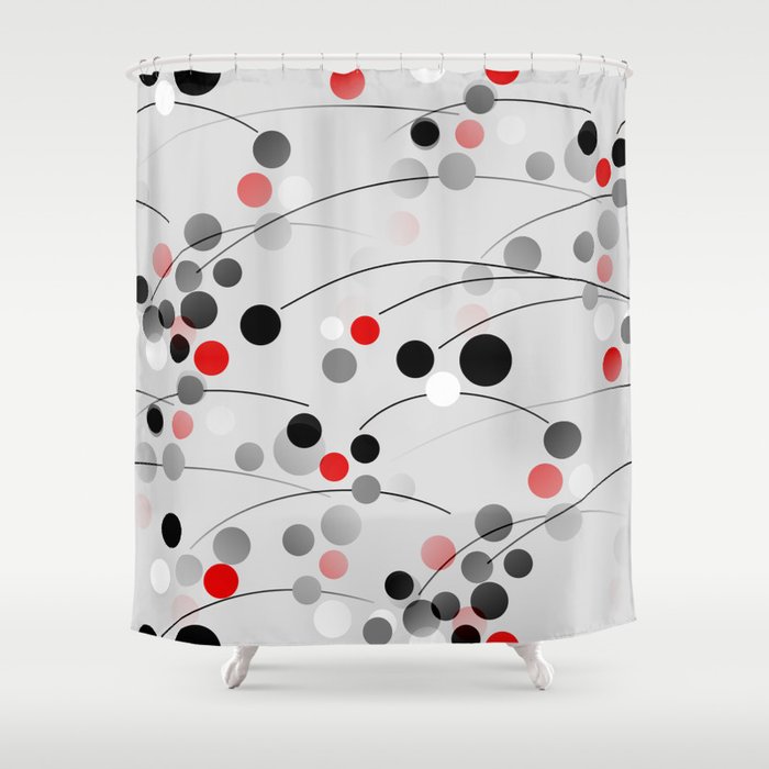 Red black deals gray shower curtain