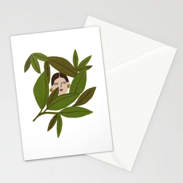 portrait in the leaves stationery cards by isabellefeliu society6