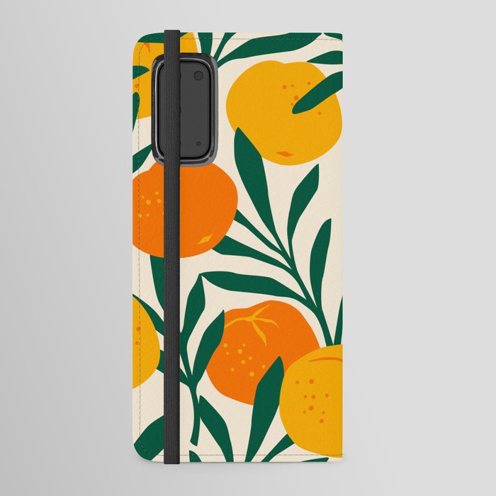 Oranges & Green Leaves Pattern Art Android Wallet Case