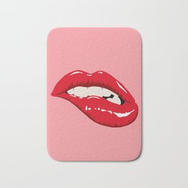 Lip Bite Bath Mat | Digital, Lips, Female, Graphicdesign, Lipbite, Red, Abstract, Pink 