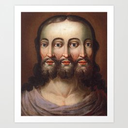 Three Faced Jesus The Holy Trinity Art Print