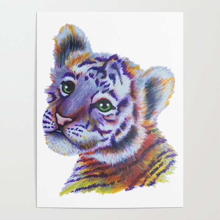 Colorful Tiger Cub Poster